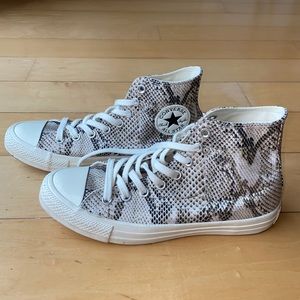 Converse All Stars, snake print canvas high tops, size 8.5